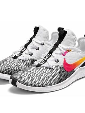 Nike White and Pink-to-Orange Gradient Athletic Sneakers